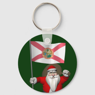 Santa Claus With Ensign Of Florida Keychain
