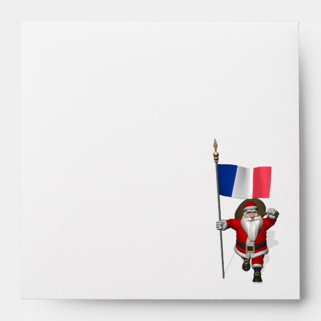 Santa Claus With Ensign Of France Envelope (Front)
