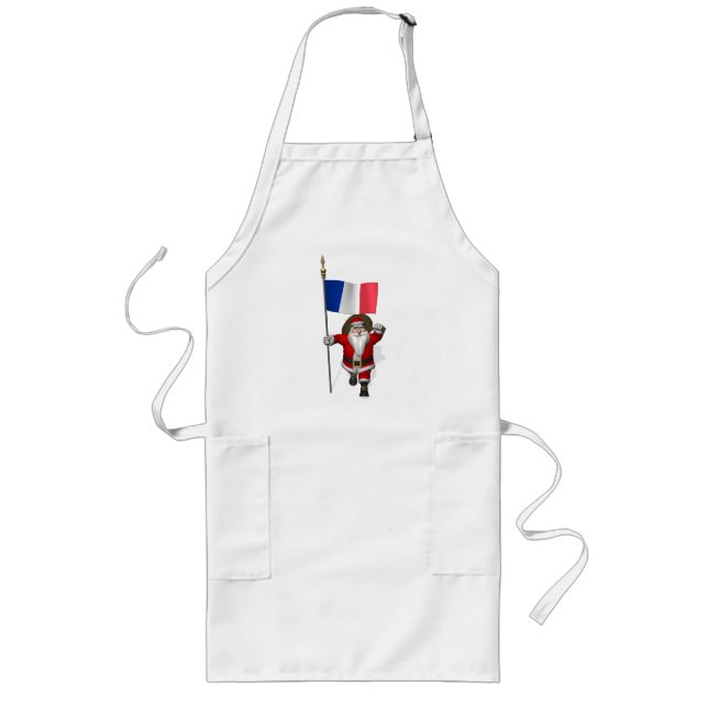 Santa Claus With Ensign Of France Long Apron (Front)