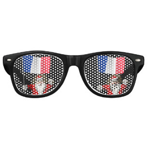 Santa Claus With Ensign Of France Retro Sunglasses