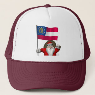 Santa Claus With Ensign Of Georgia Trucker Hat