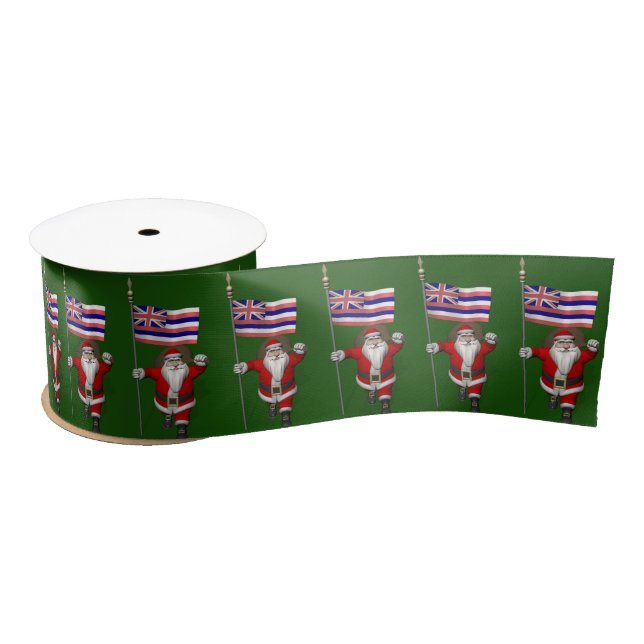 Santa Claus With Ensign Of Hawaii Satin Ribbon (Spool)