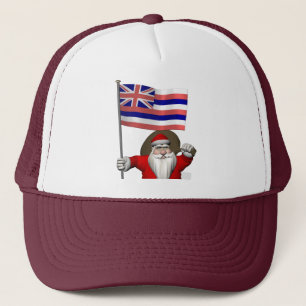 Santa Claus With Ensign Of Hawaii Trucker Hat