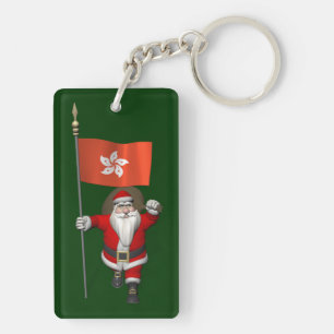 Santa Claus With Ensign Of Hong Kong Keychain