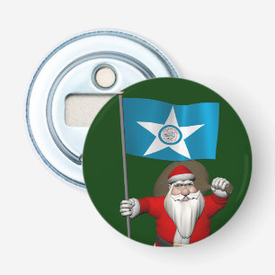 Santa Claus With Ensign Of Houston Bottle Opener