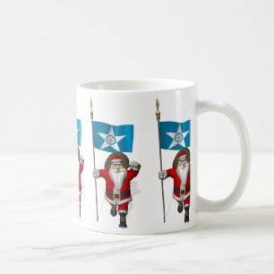 Santa Claus With Ensign Of Houston Coffee Mug