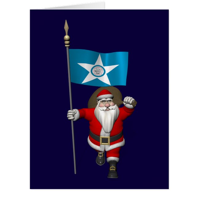 Santa Claus With Ensign Of  Houston TX (Front)