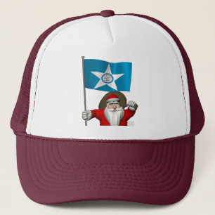 Santa Claus With Ensign Of  Houston TX Trucker Hat