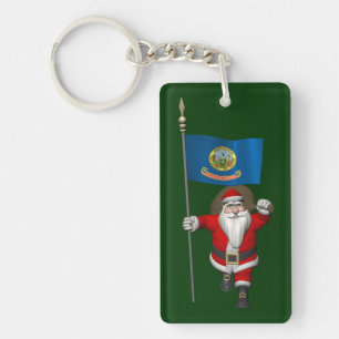 Santa Claus With Ensign Of Idaho Keychain