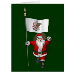 Santa Claus With Ensign Of Illinois