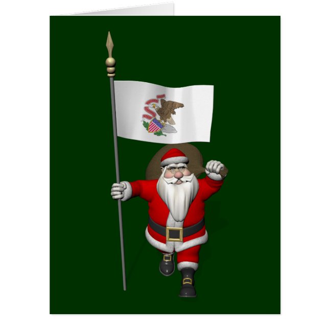 Santa Claus With Ensign Of Illinois (Front)