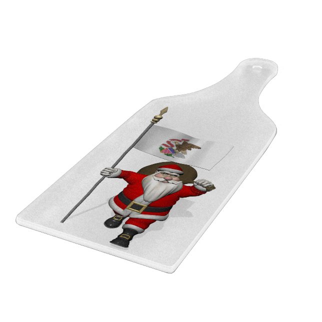 Santa Claus With Ensign Of Illinois Cutting Board (Corner)