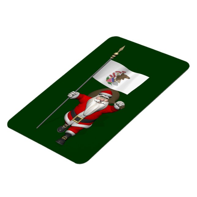 Santa Claus With Ensign Of Illinois Magnet (Left Side)