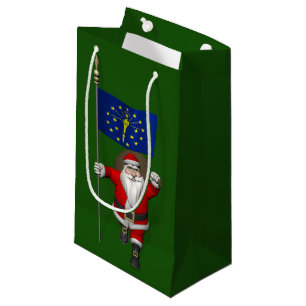 Santa Claus With Ensign Of Indiana Small Gift Bag