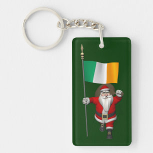 Santa Claus With Ensign Of Ireland Keychain