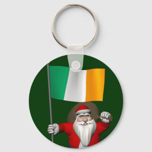 Santa Claus With Ensign Of Ireland Keychain