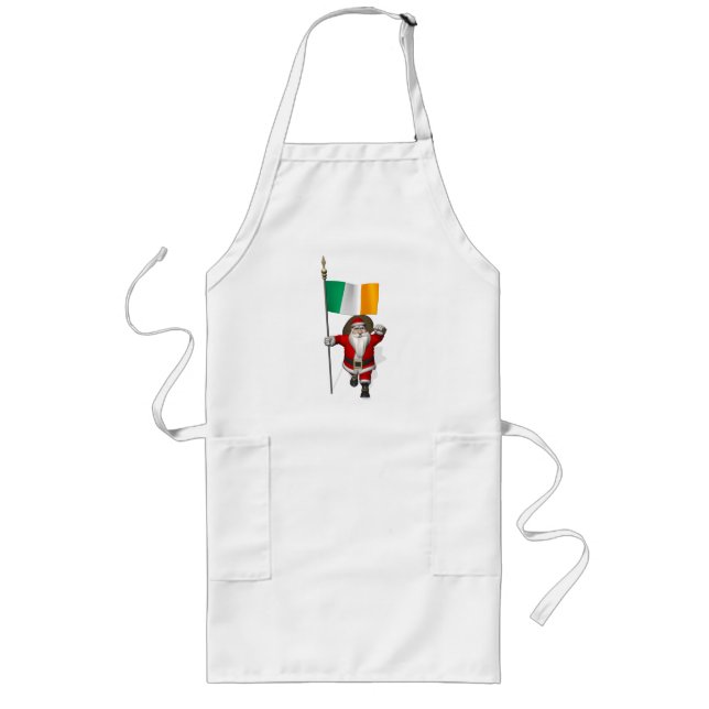 Santa Claus With Ensign Of Ireland Long Apron (Front)