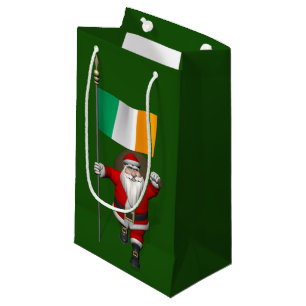 Santa Claus With Ensign Of Ireland Small Gift Bag