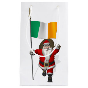 Santa Claus With Ensign Of Ireland Small Gift Bag