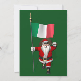 Santa Claus With Ensign Of Italy Holiday Card