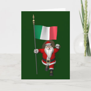 Santa Claus With Ensign Of Italy Holiday Card