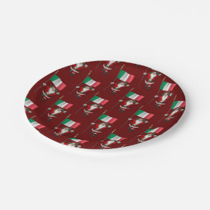 Santa Claus With Ensign Of Italy Paper Plate