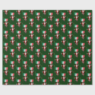 Santa Claus With Ensign Of Italy Wrapping Paper