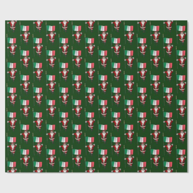 Santa Claus With Ensign Of Italy Wrapping Paper (Flat)