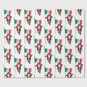 Santa Claus With Ensign Of Italy Wrapping Paper