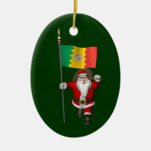 Santa Claus With Ensign Of Los Angeles Ceramic Ornament
