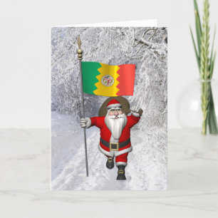 Santa Claus With Ensign Of Los Angeles Holiday Card