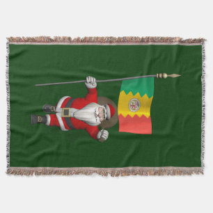 Santa Claus With Ensign Of Los Angeles Throw Blanket
