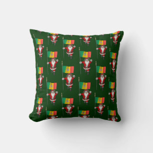 Santa Claus With Ensign Of Los Angeles Throw Pillow