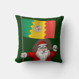 Santa Claus With Ensign Of Los Angeles Throw Pillow