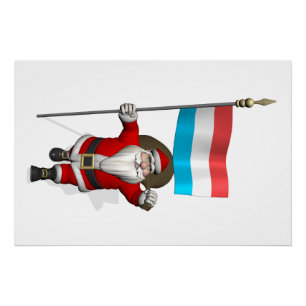 Santa Claus With Ensign Of Luxembourg Poster