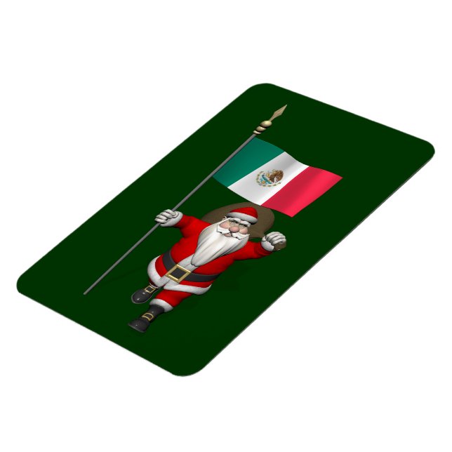Santa Claus With Ensign Of Mexico Magnet (Left Side)