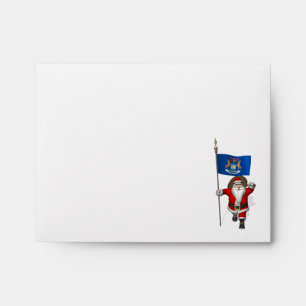 Santa Claus With Ensign Of Michigan Envelopes