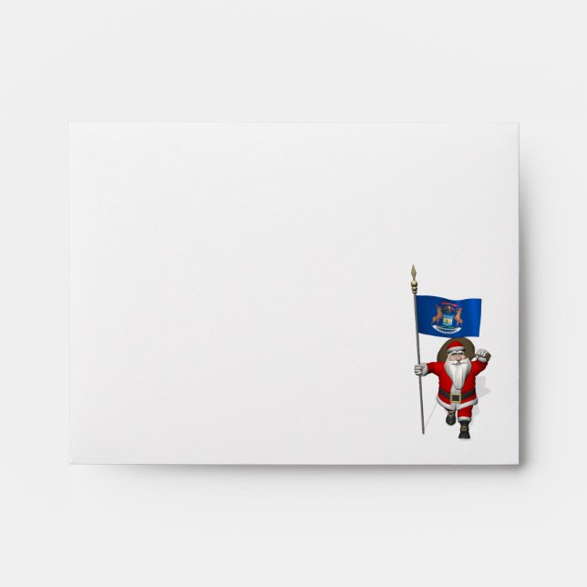 Santa Claus With Ensign Of Michigan Envelopes (Front)