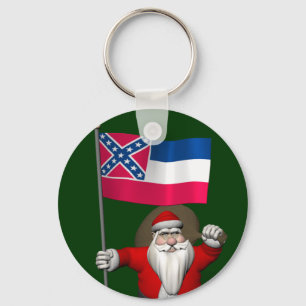 Santa Claus With Ensign Of Mississippi Keychain