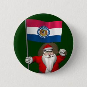 Santa Claus With Ensign Of Missouri 2 Inch Round Button