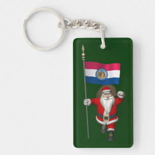 Santa Claus With Ensign Of Missouri Keychain