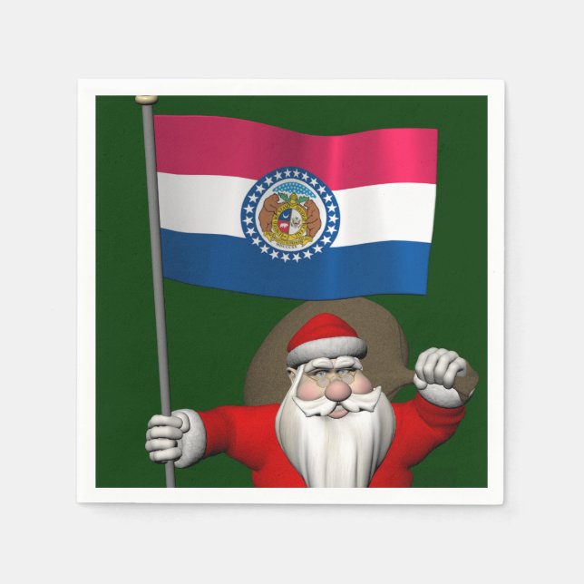 Santa Claus With Ensign Of Missouri Napkin (Front)