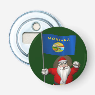 Santa Claus With Ensign Of Montana Bottle Opener