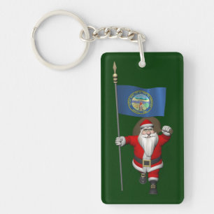 Santa Claus With Ensign Of Nebraska Keychain