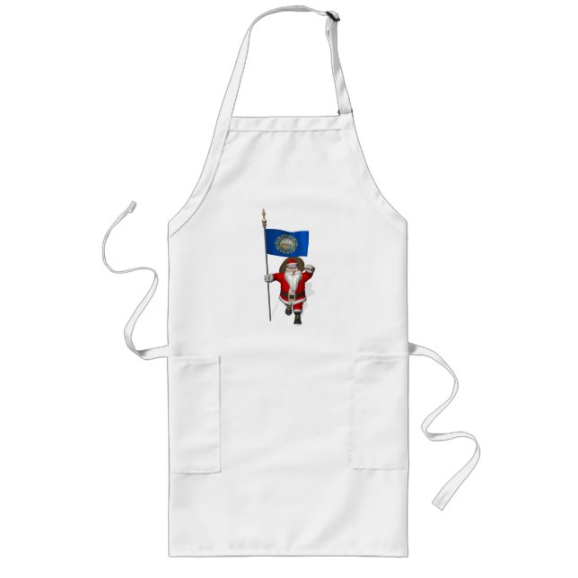 Santa Claus With Ensign Of New Hampshire Long Apron (Front)