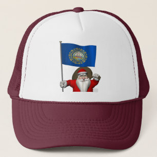 Santa Claus With Ensign Of New Hampshire Trucker Hat