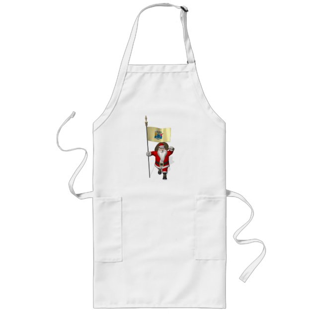 Santa Claus With Ensign Of New Jersey Long Apron (Front)