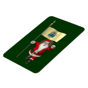 Santa Claus With Ensign Of New Jersey Magnet