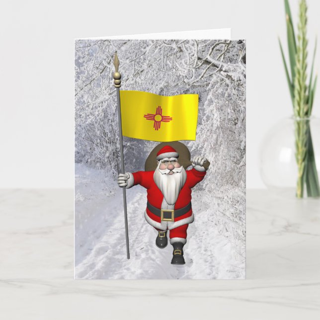 Santa Claus With Ensign Of New Mexico Holiday Card (Front)