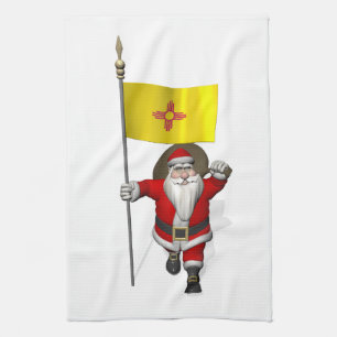 Santa Claus With Ensign Of New Mexico Kitchen Towel